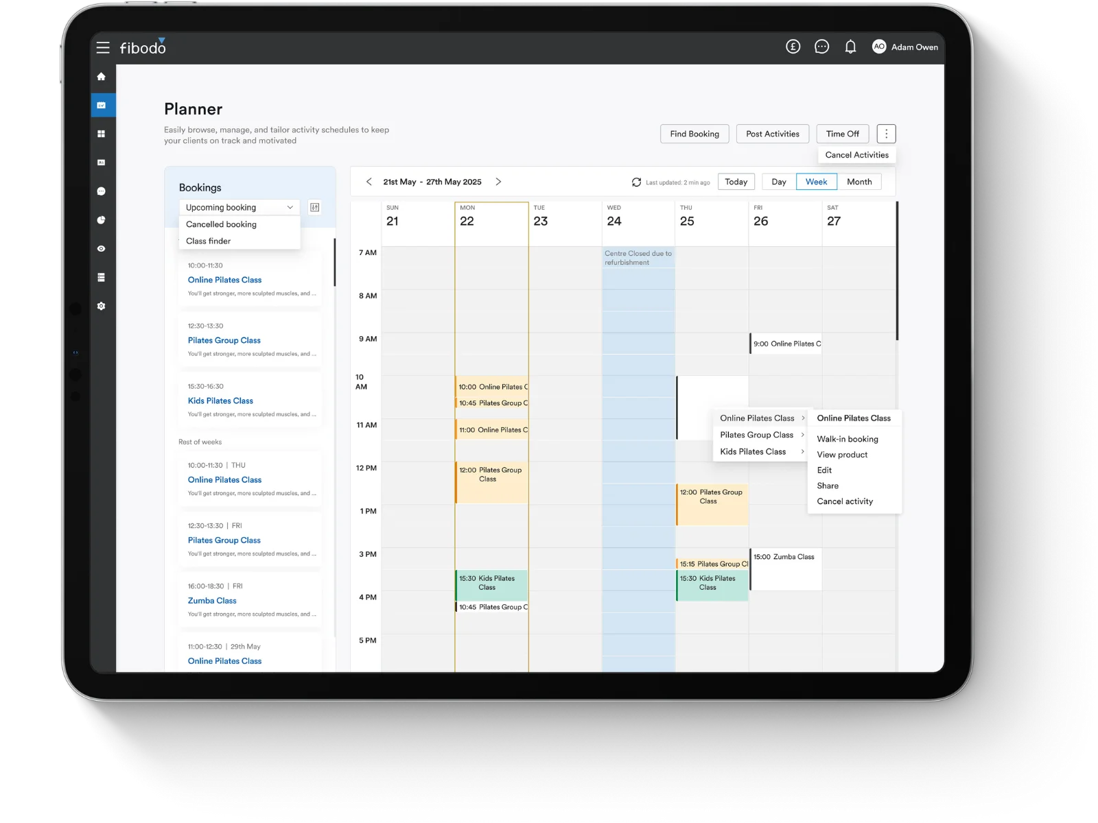 fibodo Planner dashboard — schedules and reporting in one view